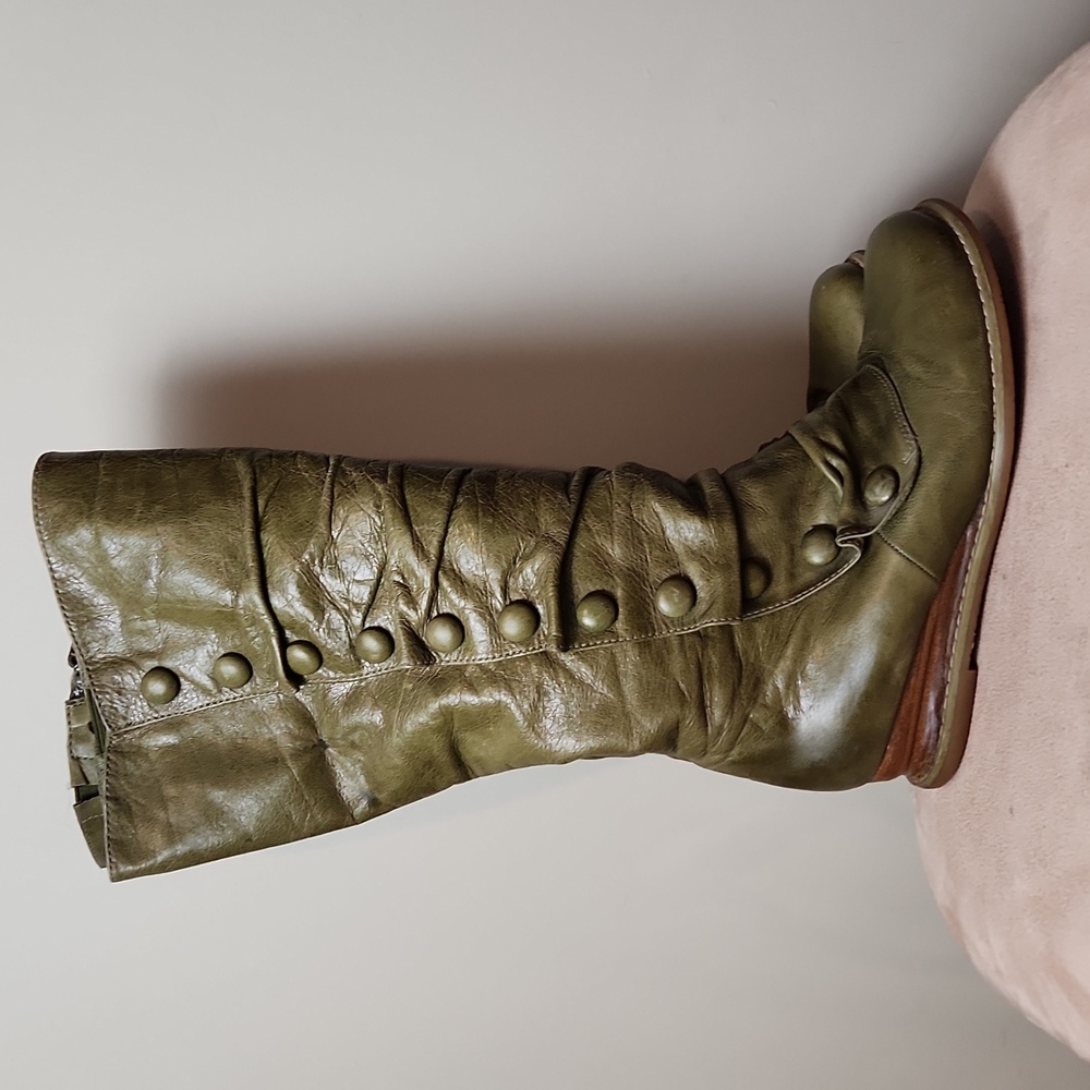 Miz mooz Bloom Wedge boots in green size US 7